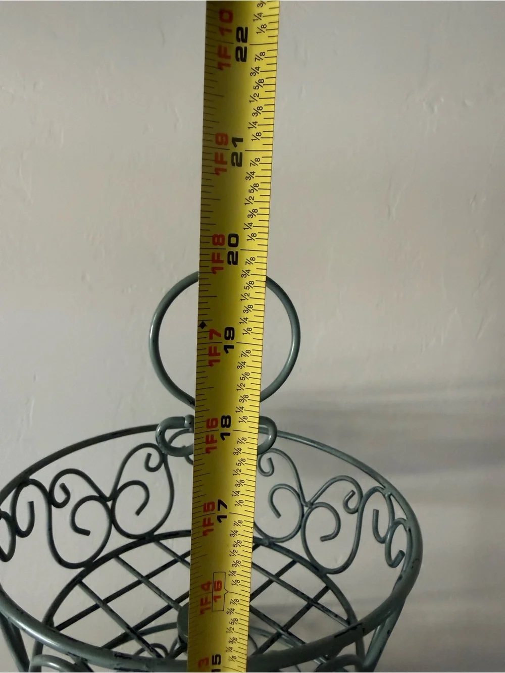 2-Tier Metal Stand | Distressed Blue | Rustic Cottage Decor